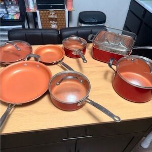 Red Copper Ceramic Nonstick Cookware Set - 8-Piece